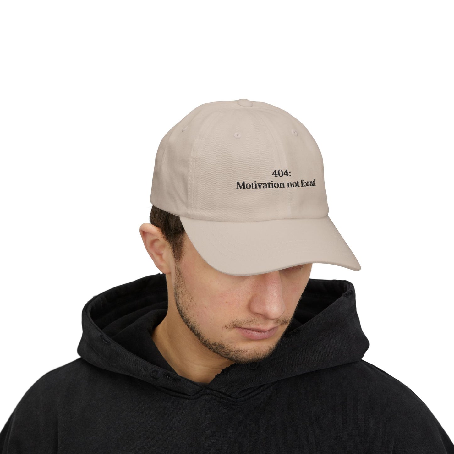 404 Motivation Not Found Dad Cap,  Funny Gift for Father's Day, Everyday Wear Cap, Adjustable White Hat