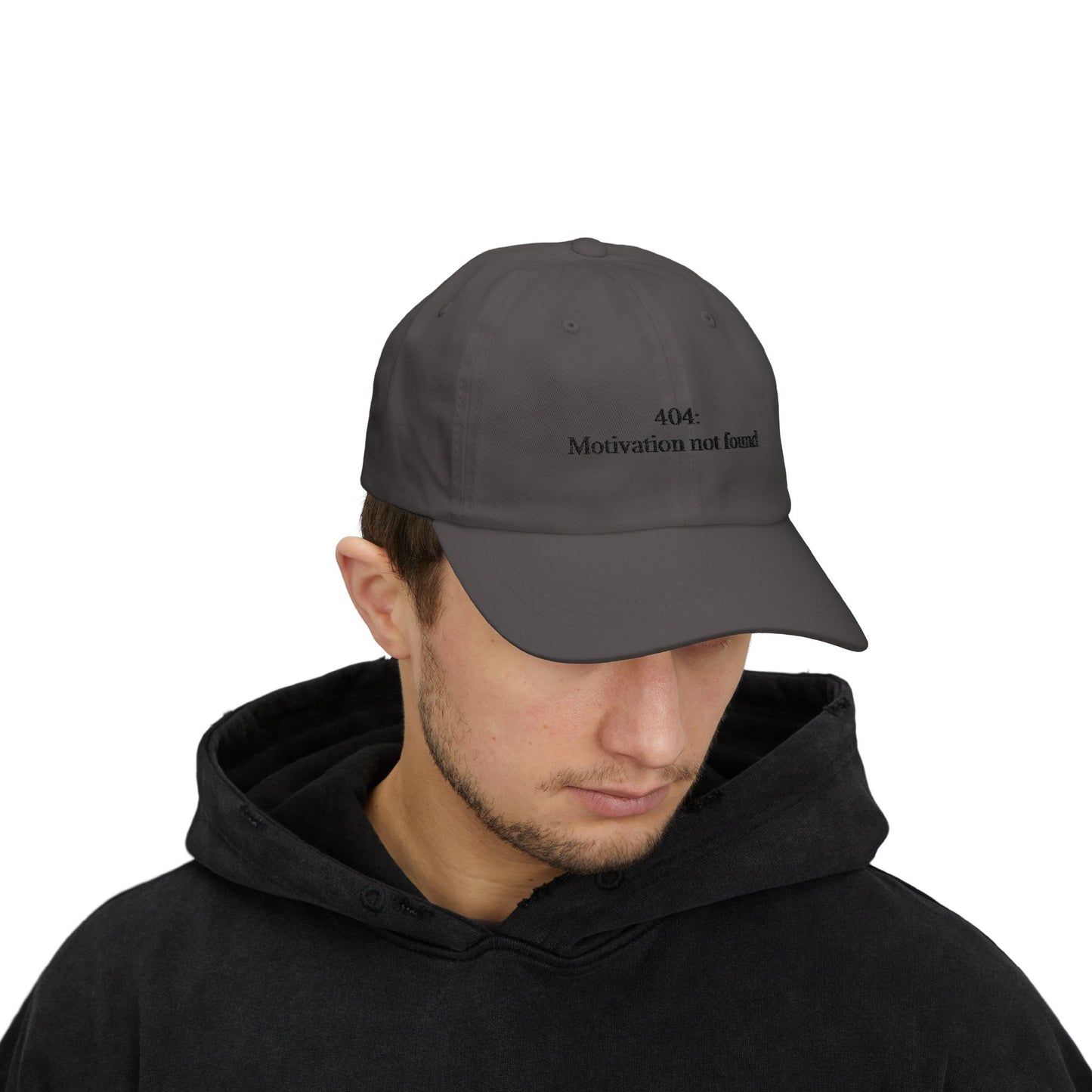 404 Motivation Not Found Dad Cap,  Funny Gift for Father's Day, Everyday Wear Cap, Adjustable White Hat