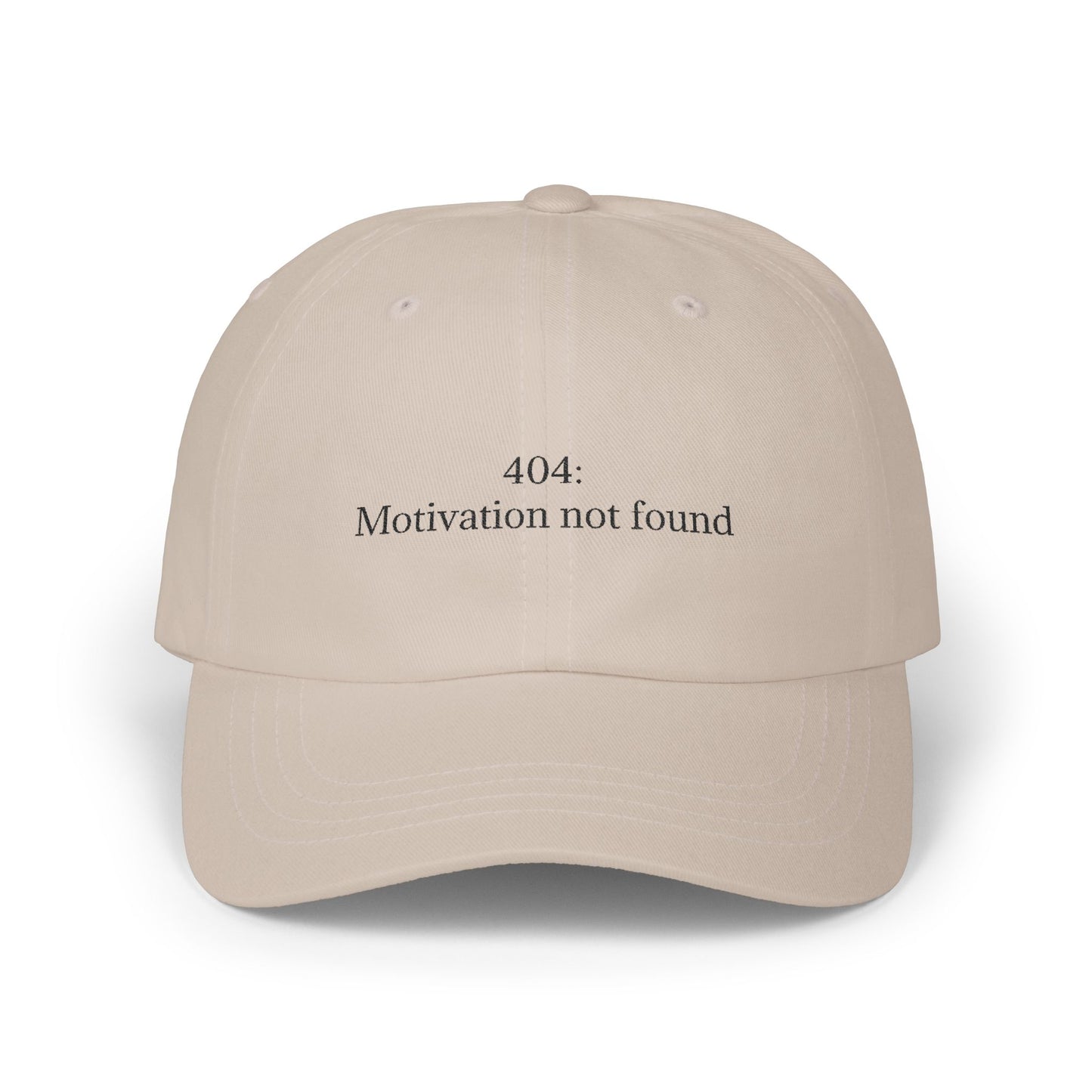 404 Motivation Not Found Dad Cap,  Funny Gift for Father's Day, Everyday Wear Cap, Adjustable White Hat